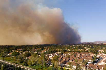 Arial image of large Wildfire in the mountains