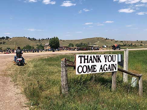 Thousands of motorcycles parked in downtown Sturgis