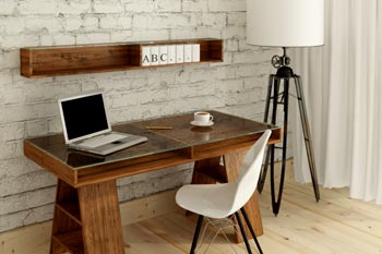 A child doing homework in front of window